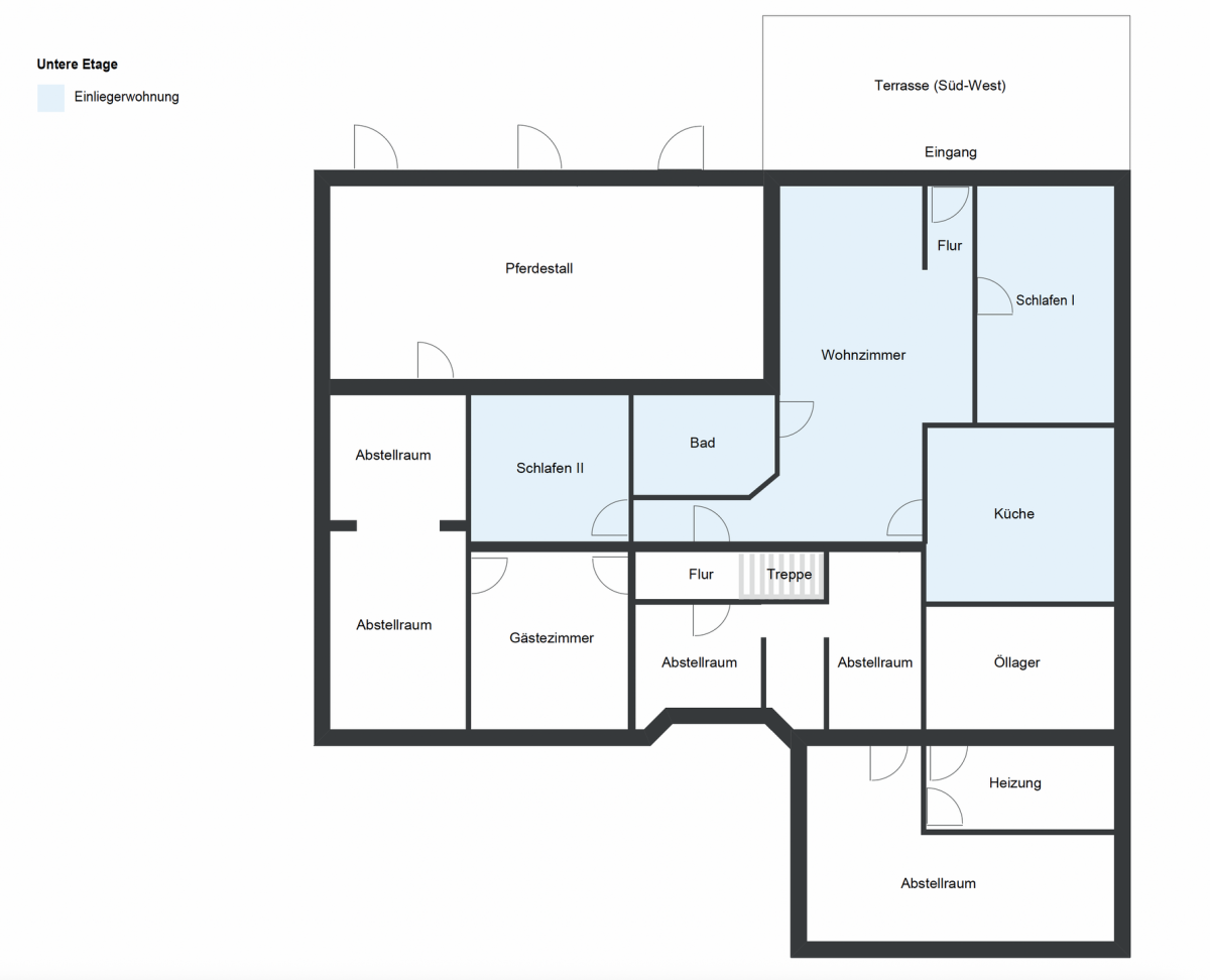 Einliegerwohnung - Kelleretage - Stallungen